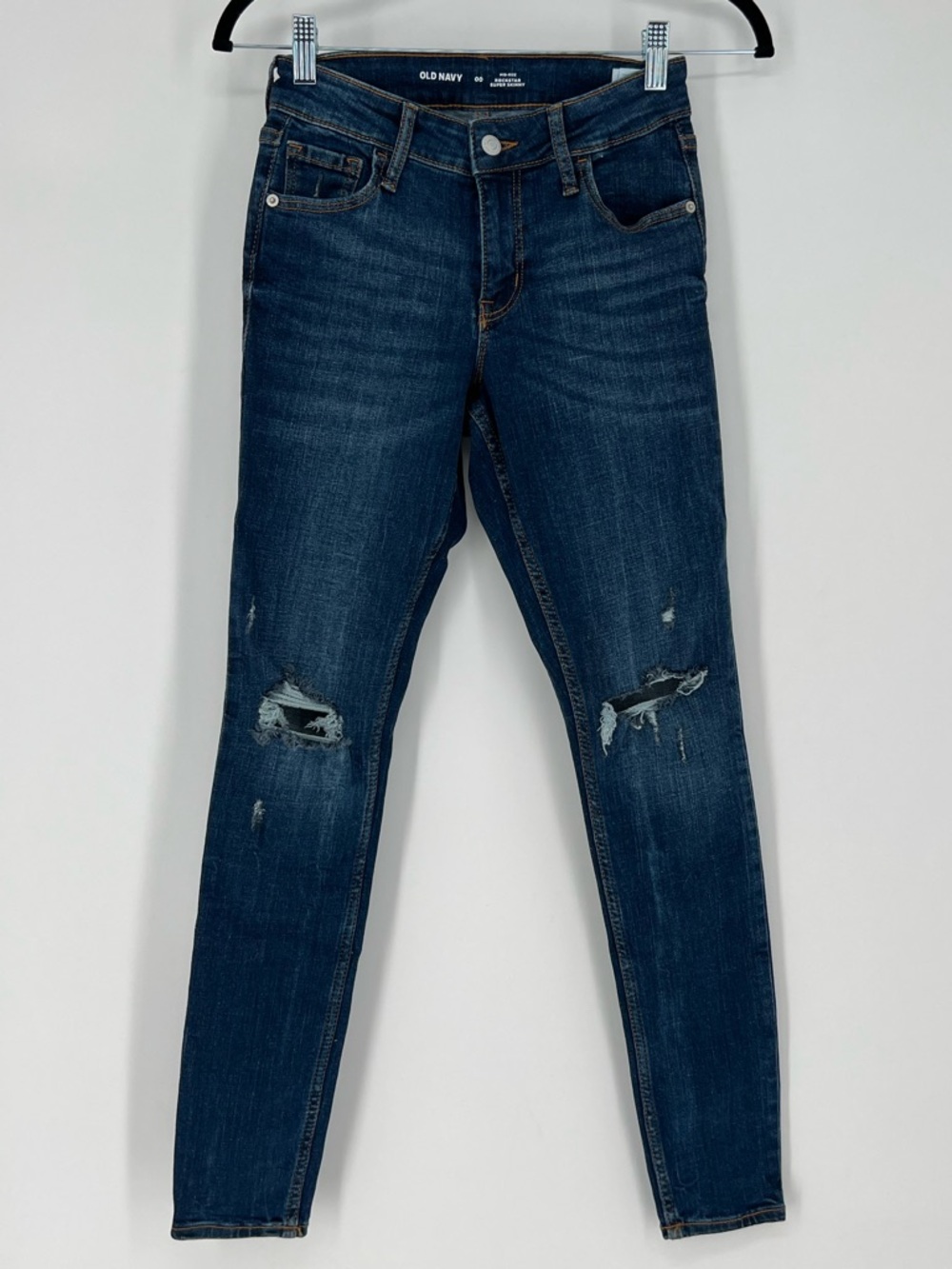 Old Navy Women’s Dark Indigo‎ Distressed Ripped Skinny Jeans